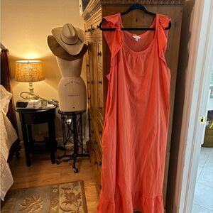 Coral Sleeveless long Ruffle Dress XXXL (22)